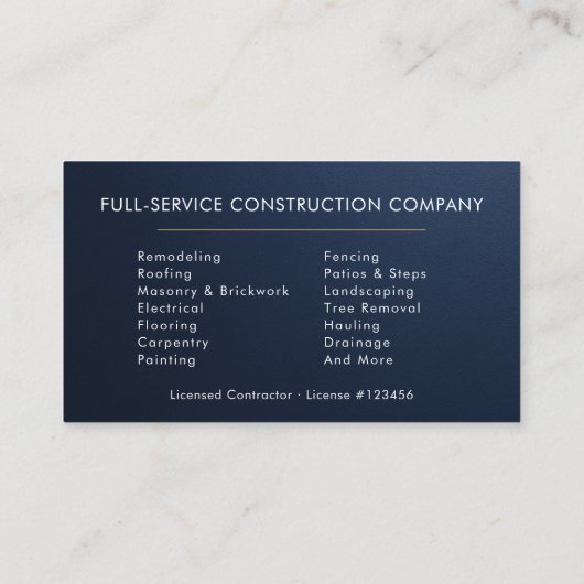 Metallic Building Construction Navy Blue   名刺 (裏面)