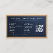 Metallic Building Construction Navy Blue Gold Wood 名刺 (裏面)