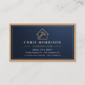 Metallic Building Construction Navy Blue Gold Wood 名刺 (正面)