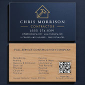 Metallic Building Construction Navy Blue QR Code 名刺