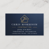 Metallic Building Construction Navy Blue QR Code 名刺 (正面)