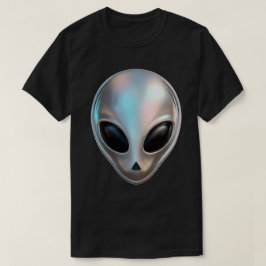 Metallic Chrome Alien Head Retro Y2K Sci-Fi Tシャツ
