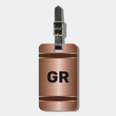 Metallic copper texture personalized black text ラゲッジタグ (正面縦)