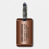 Metallic copper texture personalized black text ラゲッジタグ (裏面縦)