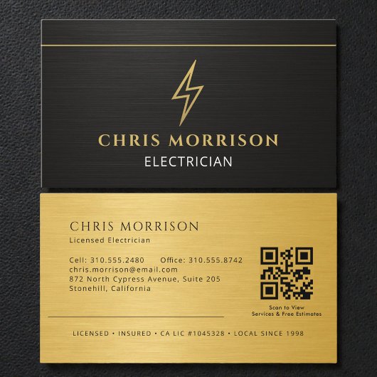 Metallic Electrician Electrical Contractor QR Code 名刺