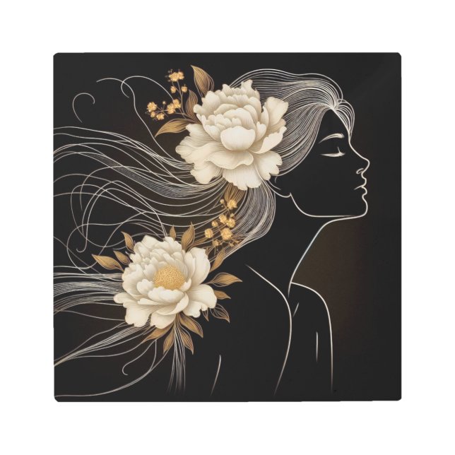 Metallic Feminine Hand Releasing Butterflies メタルプリント (正面)