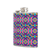 Metallic flask with vibrant geometric pattern  フラスク (左)