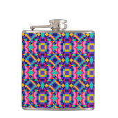 Metallic flask with vibrant geometric pattern フラスク (正面)
