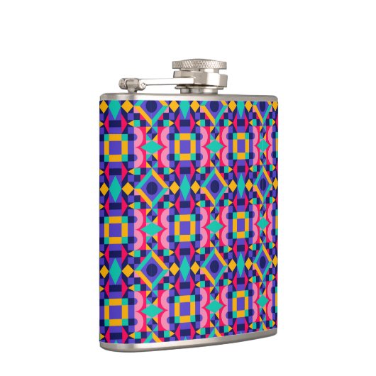 Metallic flask with vibrant geometric pattern フラスク (右)