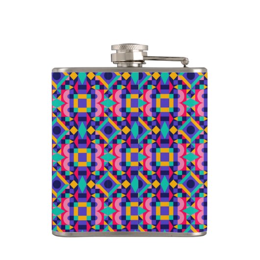 Metallic flask with vibrant geometric pattern フラスク (裏面)