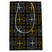 Metallic flower tile abstract ミディアムペーパーバッグ (正面)