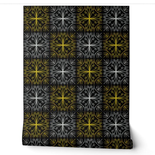 Metallic flower tile abstract 壁紙 (ほどく)