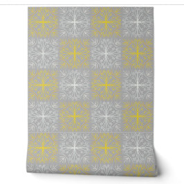 Metallic flower tile gray background 壁紙