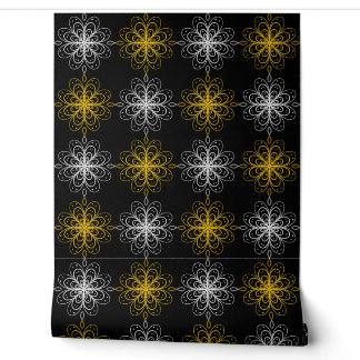 Metallic flower tile gray background 壁紙