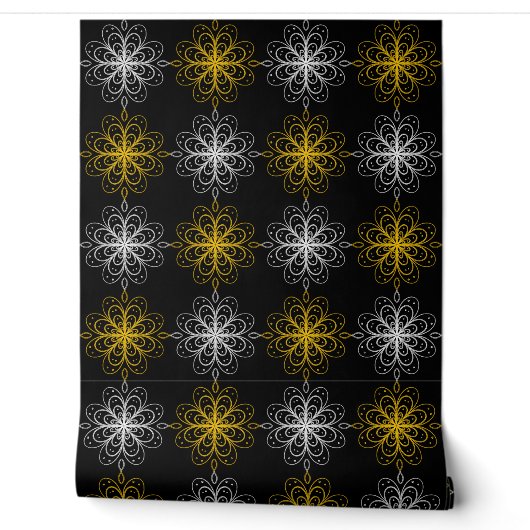 Metallic flower tile gray background 壁紙 (ほどく)