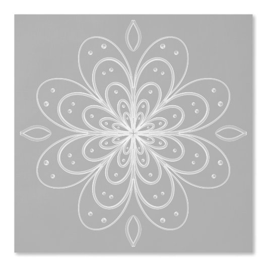 Metallic flower tile gray background 壁紙 (正面)