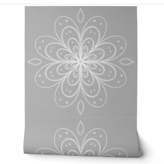 Metallic flower tile gray background 壁紙 (ほどく)