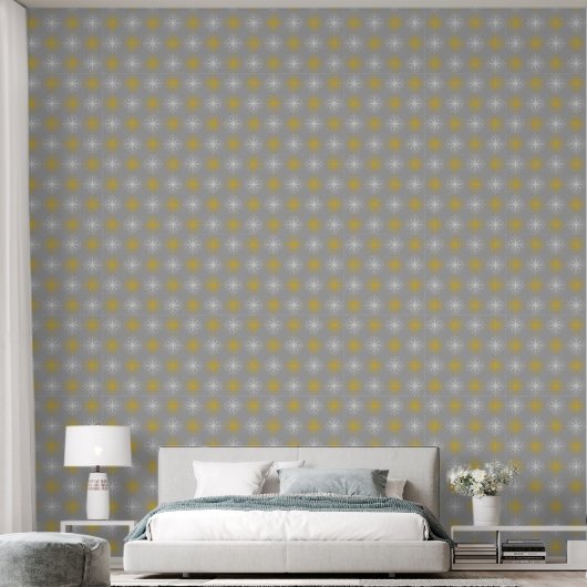 Metallic flower tile gray background 壁紙 (寝室)
