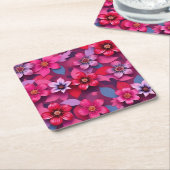  Metallic Flowers Paper Pulp Coaster Set  スクエアペーパーコースター (アングル)
