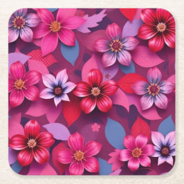  Metallic Flowers Paper Pulp Coaster Set  スクエアペーパーコースター