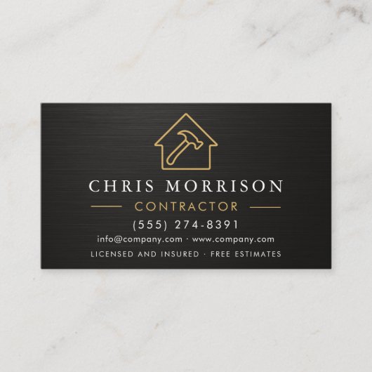 Metallic General Construction Black Gold QR Code 名刺 (正面)