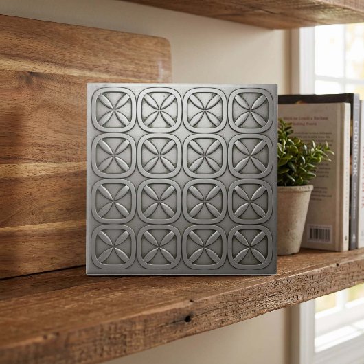 Metallic Geometric Tarnished Silver #5 ID1227 タイル