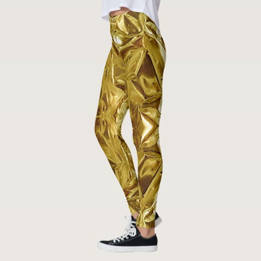 Metallic Gold Abstract 101 Leggings レギンス (左)