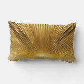 Metallic gold abstract lines patterns AI art  ランバークッション (裏面)