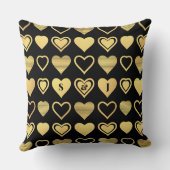 Metallic Gold Accent Hearts Valentine Gift クッション (裏面)
