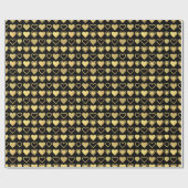 Metallic Gold Accent Hearts Valentine Gift ラッピングペーパー (フラット)