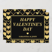 Metallic Gold Accent Hearts Valentine’s Gift シーズンカード (正面/裏面)
