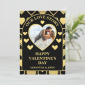 Metallic Gold Accent Hearts Valentine’s Gift Photo シーズンカード (スタンド正面)