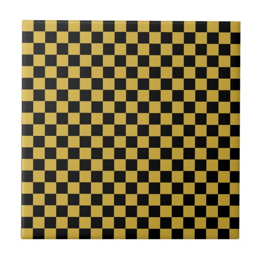 Metallic Gold and Black Square Box Stylish Pattern タイル (正面)