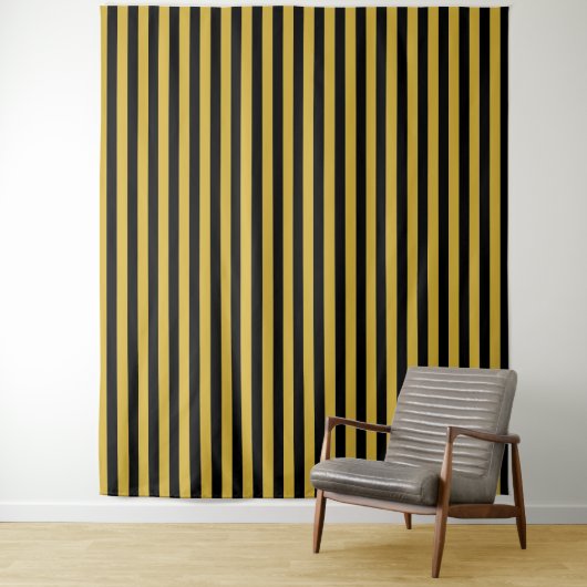 Metallic Gold and Black Stripe Decorative Tapestry タペストリー (インサイチュ)
