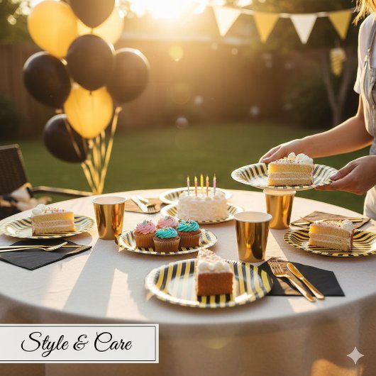 Metallic Gold and Black Striped 7" ペーパーボウル