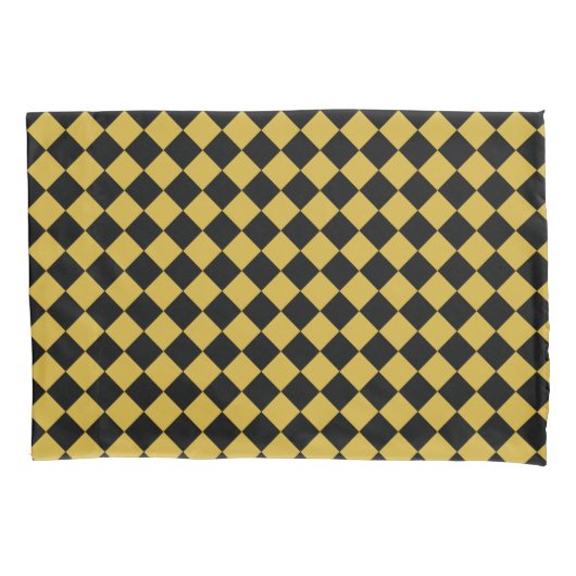 Metallic Gold and Bold Black Chevron Pattern 枕カバー (正面左)