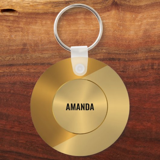 Metallic Gold and Copper Geometric Design キーホルダー (裏面)