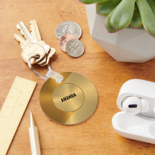 Metallic Gold and Copper Geometric Design キーホルダー