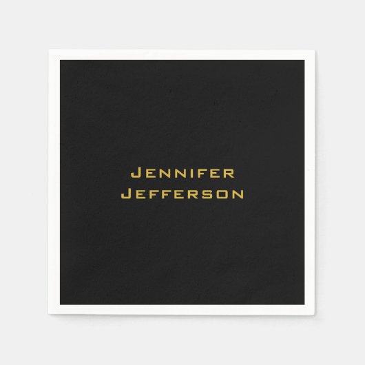 Metallic Gold & Black Professional Modern Elegant スタンダードカクテルナプキン (正面)