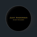 Metallic Gold & Black Professional Modern Elegant 缶バッジ<br><div class="desc">Modern Simple Plain Professional Design</div>