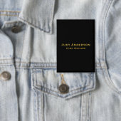 Metallic Gold & Black Professional Modern Name Pro 缶バッジ (インサイチュ)