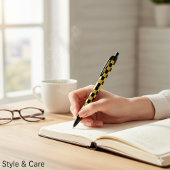 Metallic Gold Black Square Box Pattern Style 黒ボールペン