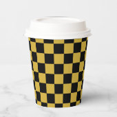 Metallic Gold Black Square Pattern Paper Cups 紙コップ (左)