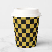 Metallic Gold Black Square Pattern Paper Cups 紙コップ (裏面)