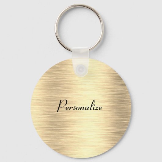 Metallic Gold Classic Round  keychain キーホルダー (正面)