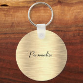 Metallic Gold Classic Round  keychain キーホルダー (正面)