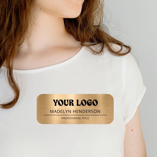 Metallic Gold Company Business Logo Employee 名札