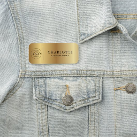 Metallic Gold Custom Logo Office Employee Staff 名札 (インサイチュ)