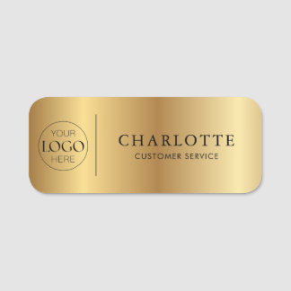 Metallic Gold Custom Logo Office Employee Staff 名札