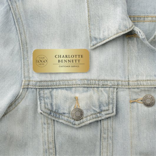 Metallic Gold Custom Logo Office Employee Staff 名札 (インサイチュ)